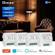 GIRIER Tuya Smart WiFi Light Switch Module 1 2 3 4 Gang No Neutral Required Breaker 220V Supports 2 