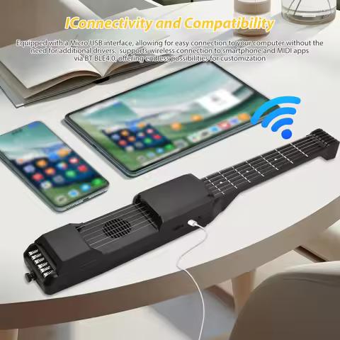 7 Frets Smart Electric Guitar Silent Practice Digital Tuner Metronome Function Pocket Portable Folk 