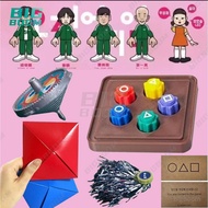 [Toy Set ]Gonggi Squid Game Jackstone/Ddakji/Spinning top/Biseokchigi Round 5