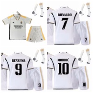 เสื้อกีฬาแขนสั้น ลายทีมฟุตบอล Real Madrid CF Cristiano Ronaldo Benzema Modric 2023-24 ชุดเหย้า สําหร