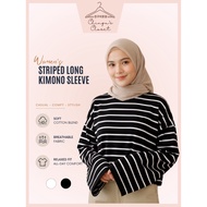 [KOREAN][CC] Women Loose Striped Sweatshirt Oversized Long Sleeve Baju Sweatshirt Woman Sweater Swee
