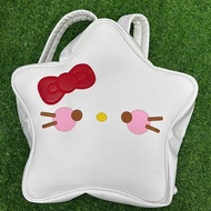 Kawaii Sanrio Hello Kitty Backpack Y2K Bag Women Fashion Star Pu Leather Schoolbag Cute Laptop Female High Capacity Travel Bag