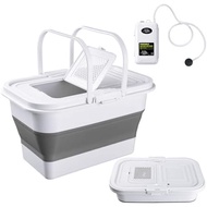 2 Pcs Fishing Bucket and Live Bait Aerator, 13L Foldable Multi Functional Live Bait Bucket Portable 