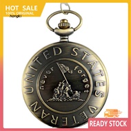 HH Vintage US Veteran Army Bronze Pocket Watch Quartz Necklace Pendant Antique Gift
