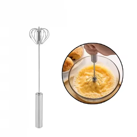 Stainless Steel Semi-Automatic Egg Beater - Multifunctional Manual Milk Frother & Whisk for Mixing, 