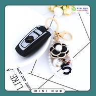 Chanel camellia keychain with high quality pearls