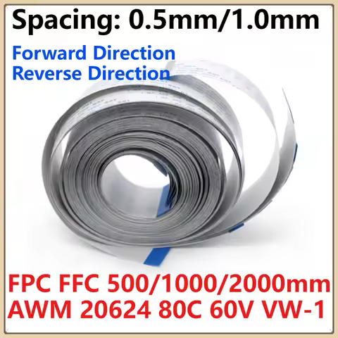1PCS FPC FFC 500/1000/2000mm AWM 20624 80C 60V VW-1 Flexible Flat Cable A/B Type Ribbon Wire 4P/6...