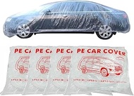 Clear Plastic Car Cover, 4 Pack Universal 12.5 x 21.7ft Disposable Full Car Cover with Elastic Band