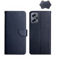 全城熱賣 - 適用於小米 Poco X4 GT 真皮防指紋左右開手機皮套（藍色）