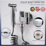 Bidet spray Stainless Steel Bidet Set Faucet Spray High-Pressure Double Outlet Bathroom Shower Head 