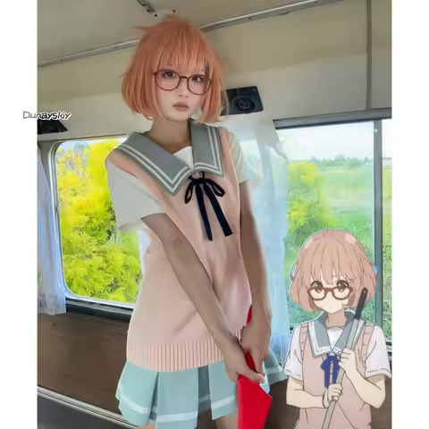 Kyoukai No Kanata Kuriyama Mirai Cosplay Costume Dress Cos School Jirai Kei Uniform Halloween Suit G