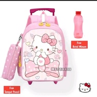 Tas Troli Anak Perempuan Hello kitty - Tas Dorong Anak - Tas Sekolah Anak TK PAUD Perempuan - Tas Ko