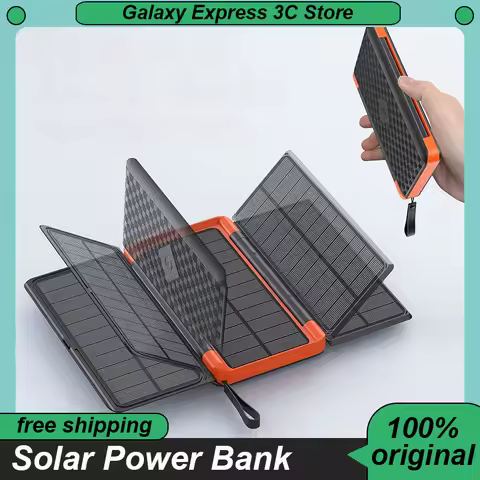 Solar Power Bank 10000mAh/20000mAh Large Capacity Outdoor Cycling Camping Mobile Power Bank Foldable