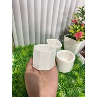 LILIN Mini pot, succulent pot, white candle holder 12-piecePOLOS (Mixed shape)