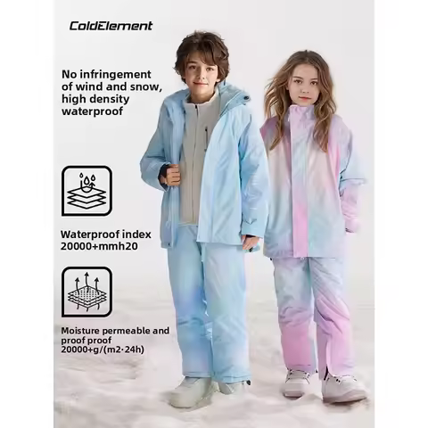 Coldelement 2025 Kids Ski Suit 3L Waterproof Windproof Single Board Thermal Full Set Boys Hi-Vis Ref