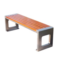 Stainless Steel Park Chair Outdoor Bench Anti-Corrosion Wood Long Bench Square Long Bench Outdoor Re