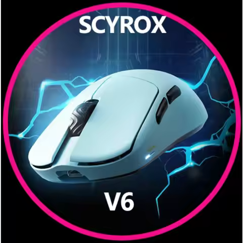 SCYROX V6 Gaming Mouse, Pixart 3950, Omoron Switches, Web Based Software, 8K Dongle Included
