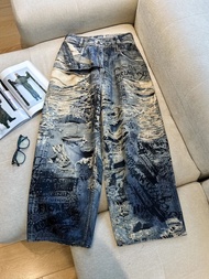 As Correct พระเจ้ากางเกง 3D พิมพ์ Baggy กางเกงยีนส์หลวมสบายๆกางเกงผู้ชายแฟชั่นทําลาย Graffiti ขายร้อ