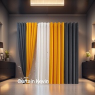 7 feet Plain Fabric Curtain with 8 Steal Rings 215*140CM for Window door room colorful decoration