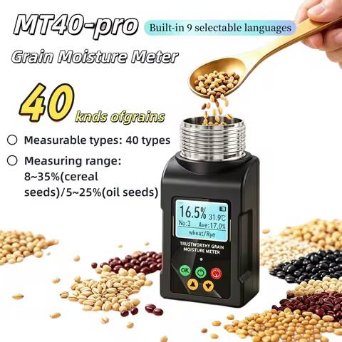 MT40-pro Grain Moisture Detector Built-In 9 Selectable Languages 40 Types Measurable Types Cup-Type 