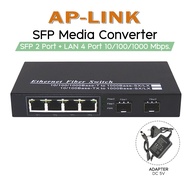 SFP Switch 2 Port Fiber + LAN 4 Port SFP Media converter อุปกรณ์แปลงและรับส่งสัญญาณเครือข่ายอินเตอร
