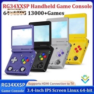 RG34XXSP Retro Game Console Linux 64Bit 3.4 Inch 64+128G 13000+Games Handheld Game Console Supports 