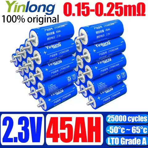 Yinlong Lithium Titanate Battery 100%1-72PCS Original Grade A 2.3V 45Ah LTO 66160 DIY 12V 24V 48V Ca