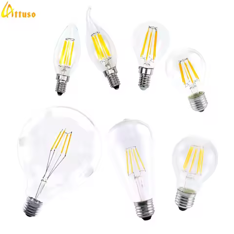 LED Bulb 220V C35 A60 ST64 G80 G95 G125 LED Lamp E14 E27 LED Filament Light 2W 4W 6W 8W Glass Ball B