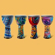 8 Inch Portable African Djembe Hand Drum with Colorful Art Patterns Percussion Musical Instrument
