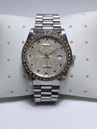 二手Crocodile鱷魚滿天星水鑽石英錶 實心錶帶 早期手錶 非機械錶