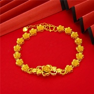 Cop 916 Emas Bangkok Emas Korea Gelang Tangan Women Flower Gold Plated Bracelets