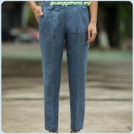 【Available】British Style Men Gurkha Linen Pant High Waist Straight  Ankle-Length Pants Spring Summer