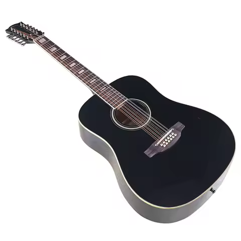 No EQ 12 String Acoustic Guitar 41 Inch Western Guitar Spruce Wood Top Folk Guitar Black and Natural