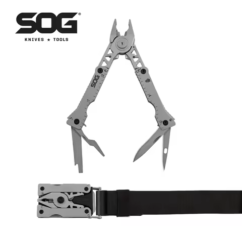 SOG 11 Tools Sync l Multi-tool Belt Buckle Mini Folding Pliers Pocket EDC Tools kit with Knife Outdo