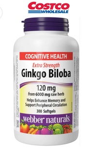 [Canada] [Mẫu mới] Bổ não Ginkgo Biloba 120 mg- 300v softgel  Webber Naturals  Canada