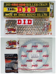 โซ่ เงินนอกทองใน+สเตอร์ (หลังสีเงิน) CB150R (ไฟหน้ากลม)/CBR150-2019 (หลัง6รู) 15-45 1ชุด3ชิ้นAkei+DI