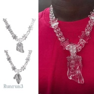 RUN Trendy Big Clear Acrylic Pendant Necklace Women Trendy Necklace Acrylic Texture
