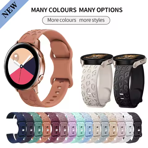 20mm Leopard Silicone Strap Engraved Band For Samsung Galaxy Watch Active 2 40mm 44mm / Watch4 Watch