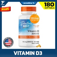 Doctor's Best Vitamin D3 5000IU 180/360 Softgels D3 5000IU Gmo-Free Gluten And Soy Free