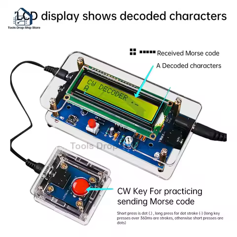 DC 9V CW Decoder Morse Code Reader Translator Board Ham Radio Essential Module Accessory LCD Display