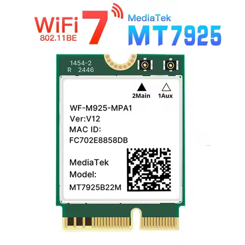 MT7925 WiFi 7 Network Card 5400Mbps For Bluetooth 5.3 Tri Band 2.4G 5Ghz 6GHz M.2 NGFF Wireless Adap