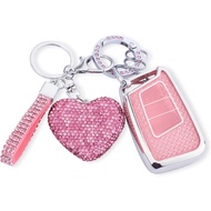 Compatible with VW Volkswagen key fob cover with Diamond Bling Keychain