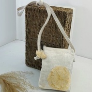 簡約側背包-銀杏葉竹節紗