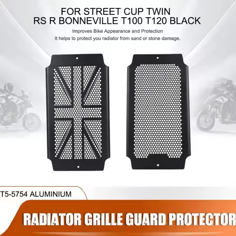 For Street Cup Speed Twin Scrambler Thruxton RS R Bonneville T100 T120 Black Radiator Grille Protect