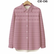 KEMEJA Women's Ethnic Geometric Style Long Sleeve Shirt - CE-06