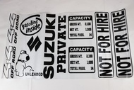 Suzuki Multicab Sticker/Decals Set Capacity, Not for Hire, Private, 4X4 Offroad