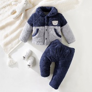 ชุดตุ๊กตาหมี0-3ปีสำหรับฤดูหนาว, เสื้อโค้ทกับกางเกงยาวสำหรับเด็กทารกชายและหญิง