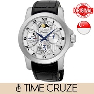 [TIME Cruze] Seiko SRX011P2 Premier Kinetic Direct Drive Moon Phase Black Leather Strap White Dial Men Watch