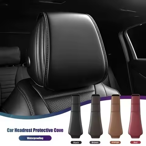 Car Headrest Cover Headrest Protector Leatherette Durable Decorative For SUV Sedan Hatchback Wagon M