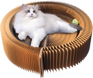Cat Scratcher Lounge Bed Collapsible Magic Organ Cardboard Cat Bed Round Cat Scratching Bed Nest for
